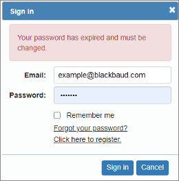 Shows an example of a password expiring.